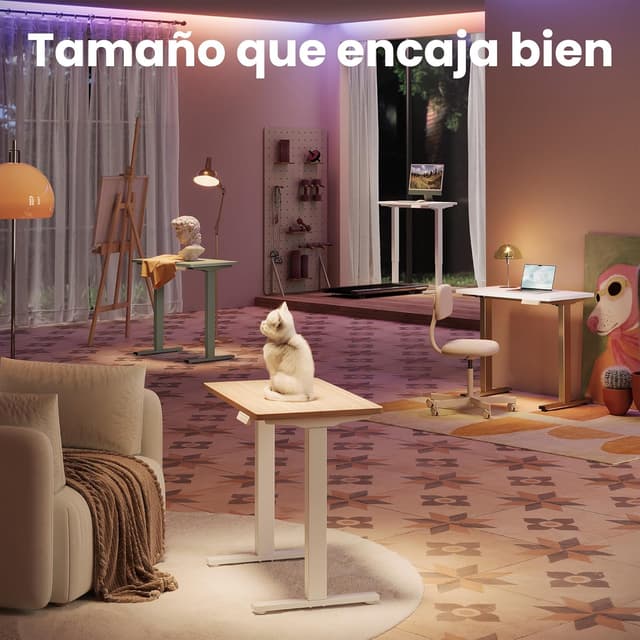 Detalle 2 de HUANUO höhenverstellbarer Schreibtisch 80 x 48 cm mit 4 Speicherhöhen (72–118 cm)