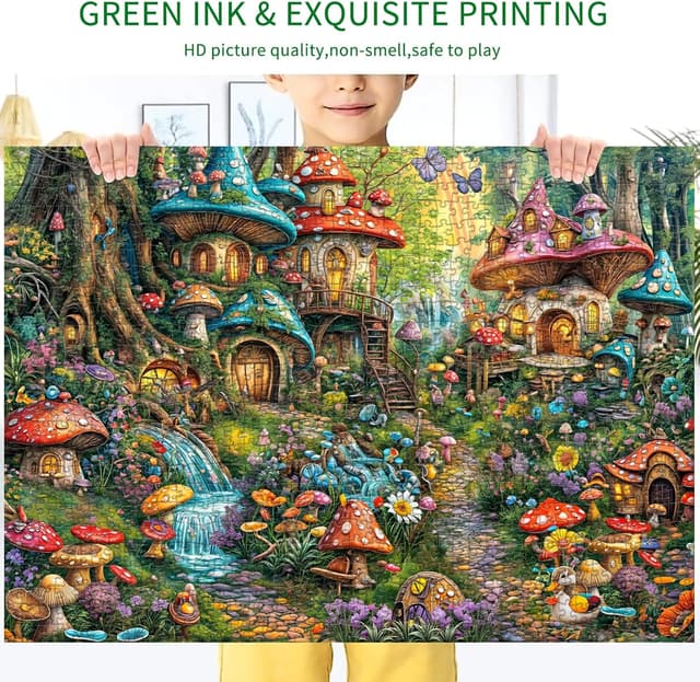 Detalle de MOJIGE Jigsaw Puzzles for Adults 1000 Pieces – Mushroom Garden “Impossible” Theme