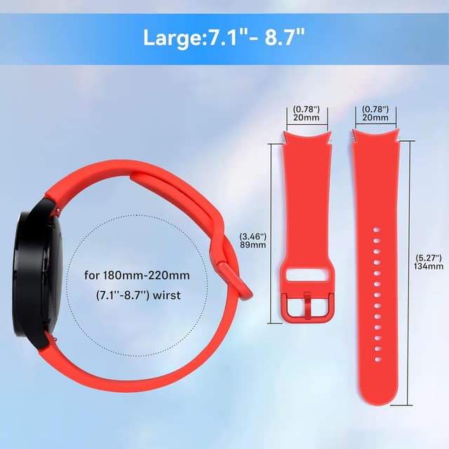 Detalle de 10PCS soft silicone watch strap set for Samsung Galaxy Watch (20mm) – Large (180–220mm) replacement bands