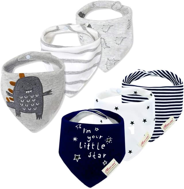 Detalle de SLOSH 6 bavaglini neonato in cotone con bandana per dentizione e assorbenza (6 pezzi, unisex)