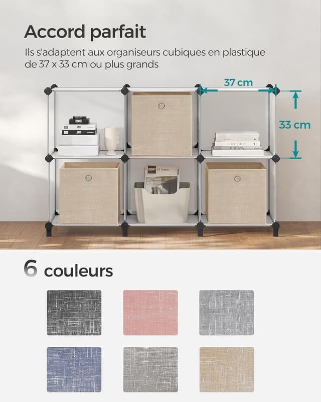 Thumbnail 6 de SONGMICS Boîtes de Rangement 30 cm Beige