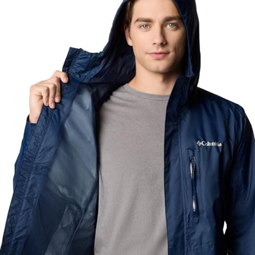 Detalle 2 de Columbia Pouring Adventure Jacket III para hombre: chubasquero impermeable para senderismo