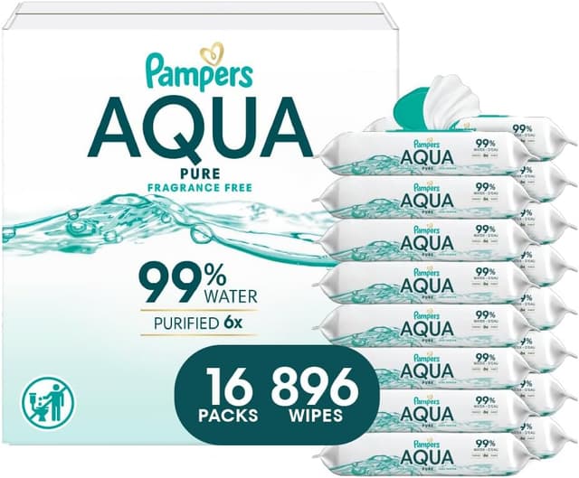 Imagen de Pampers Aqua Pure Baby Wipes 896 Pack en OfertitasTOP