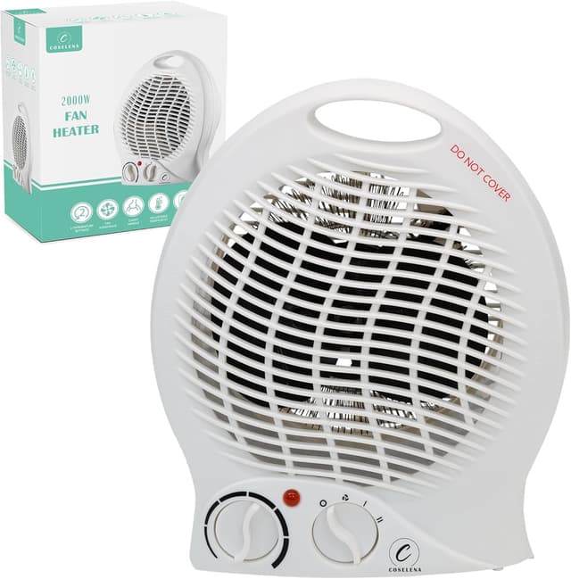Detalle de Coselena 2kW Electric Fan Heater with Thermostat, Frost Watch & Cooling Function (White)
