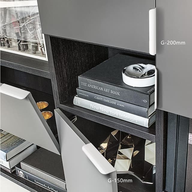 Detalle de HY HUIJUN 2 pezzi maniglie nascoste per armadio in alluminio bianco (interasse 64 mm, lunghezza 80 mm)