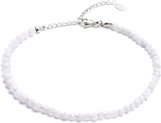 Detalle de BERGERLIN Perlen-Fußkettchen mit Regenbogen-Mondstein (Labradorit) und 925 Sterling-Silber-Verschluss