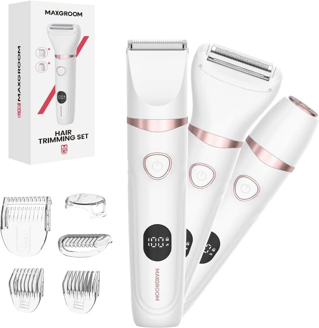 Detalle de MAXGROOM 3 in 1 Lady Shaver (Wet & Dry) with IPX6 Waterproof Bikini Trimmer and LED Display