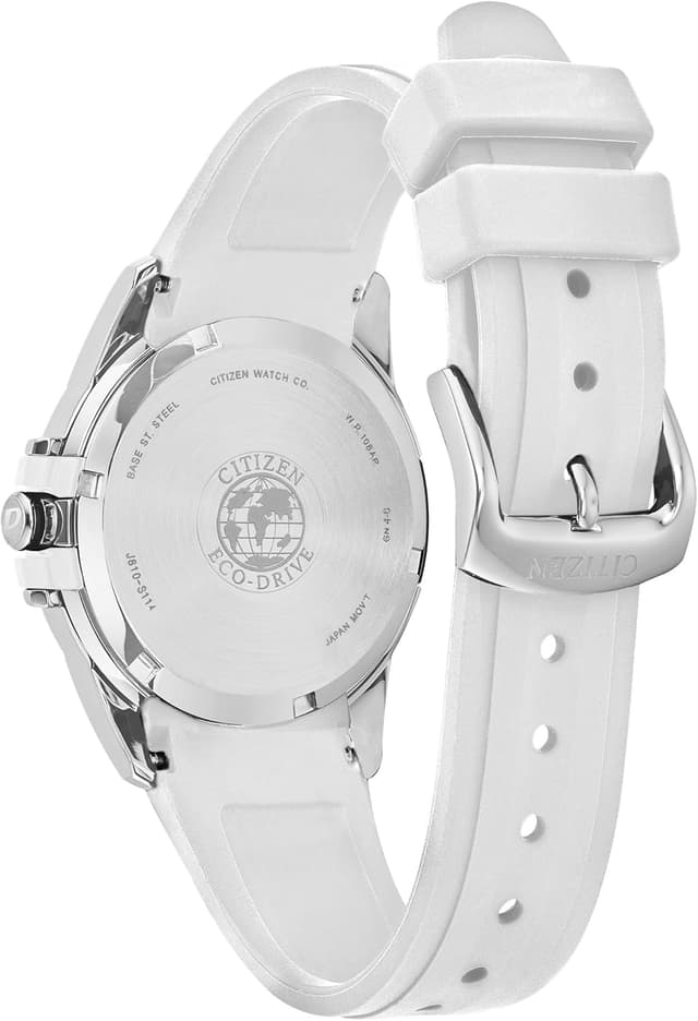 Detalle de Citizen Eco-Drive Classic FE6131-04A Ladies Watch with White Rubber Strap