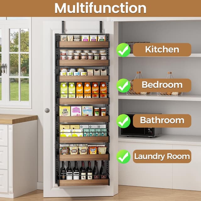 Thumbnail 6 de POKIPO 8 Tier Over The Door Pantry Organizer (2-in-1 Wall Mount or Hanging Spice Rack Storage)