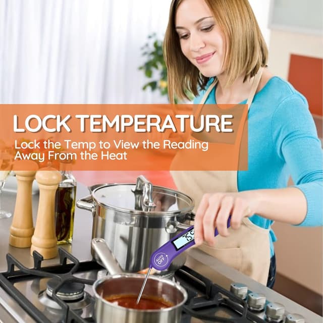 Detalle de DOQAUS Meat Thermometer (3s instant read) with backlit LCD, foldable probe and ±1°C accuracy