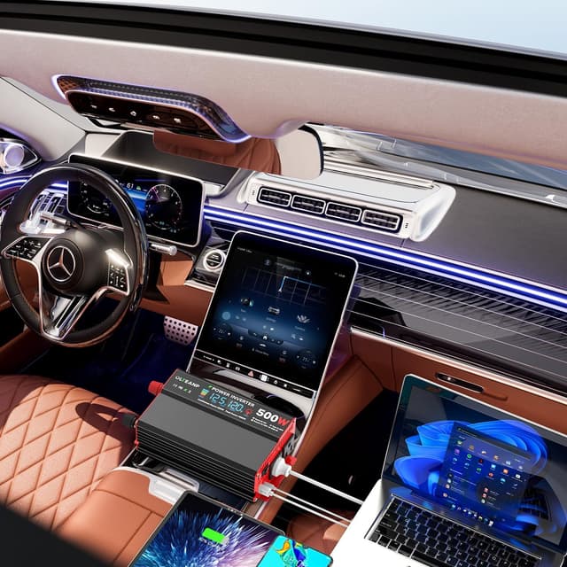 Thumbnail 6 de OLTEANP 500W Power Inverter (12V DC to 110/120V AC) with LCD, 2 AC Outlets, USB, and Type-C Port