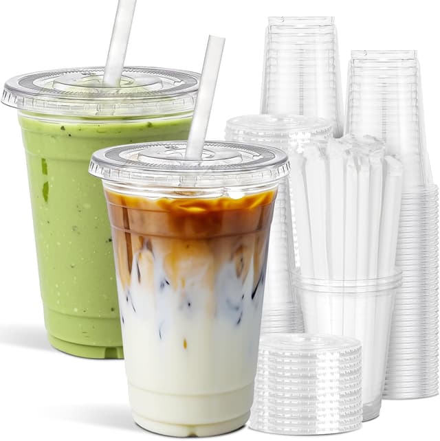 Thumbnail 6 de Ginkgo 32 oz Clear Plastic To-Go Cups with Lids and Jumbo Straws (50 Pack)