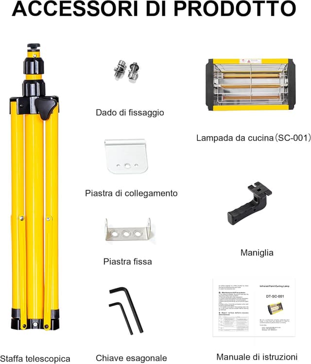 Detalle 2 de DATOUBOSS lampada di polimerizzazione per vernici auto a infrarossi 1000W con timer 0-90 min