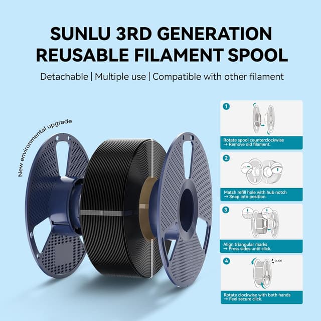 Thumbnail 6 de SUNLU 500g PLA Refill Filament 1.75mm (4x Grey) for reusable spools