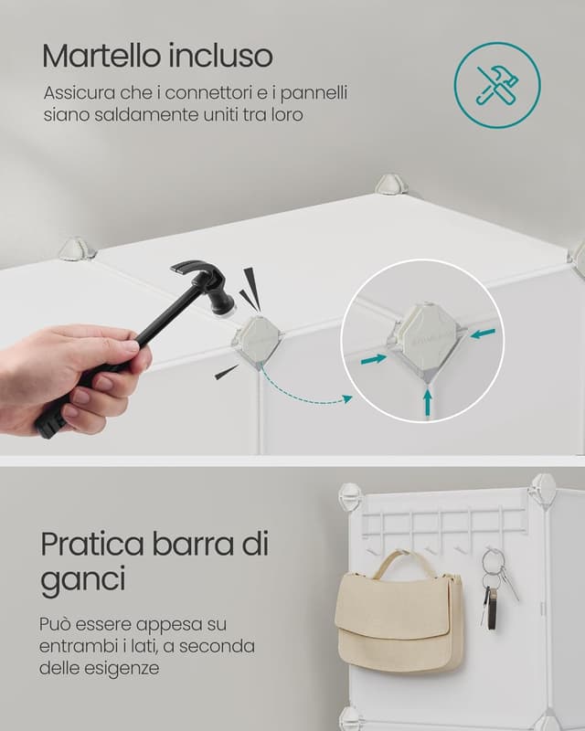Detalle 2 de SONGMICS Scarpiera modulare bianco nuvola a 12 scomparti (fino a 48 paia) con sportelli LPC040W02