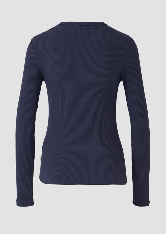 Detalle 2 de QS Geripptes Longsleeve schmaler Schnitt
