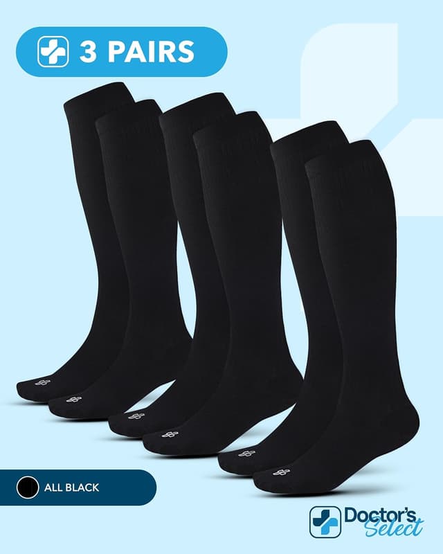 Detalle de Doctor’s Select Bamboo Viscose Light Compression Socks (8–15 mmHg) — Knee High, 3 Pairs