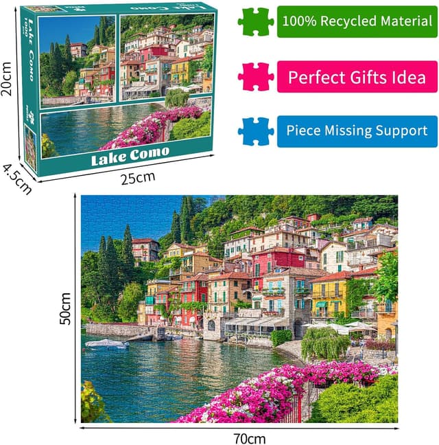 Thumbnail 2 de Lake Como Jigsaw Puzzles for Adults 1000 Pieces