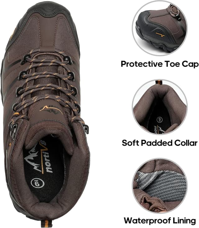 Detalle de NORTIV 8 Herren Outdoorschuhe – wasserdichte Trekking-Wanderstiefel mit Knöchelhalt