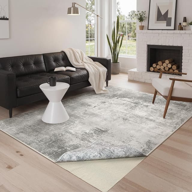 Detalle de BEIMO Tapis salon moderne double face 160x230 cm gris, lavable en machine
