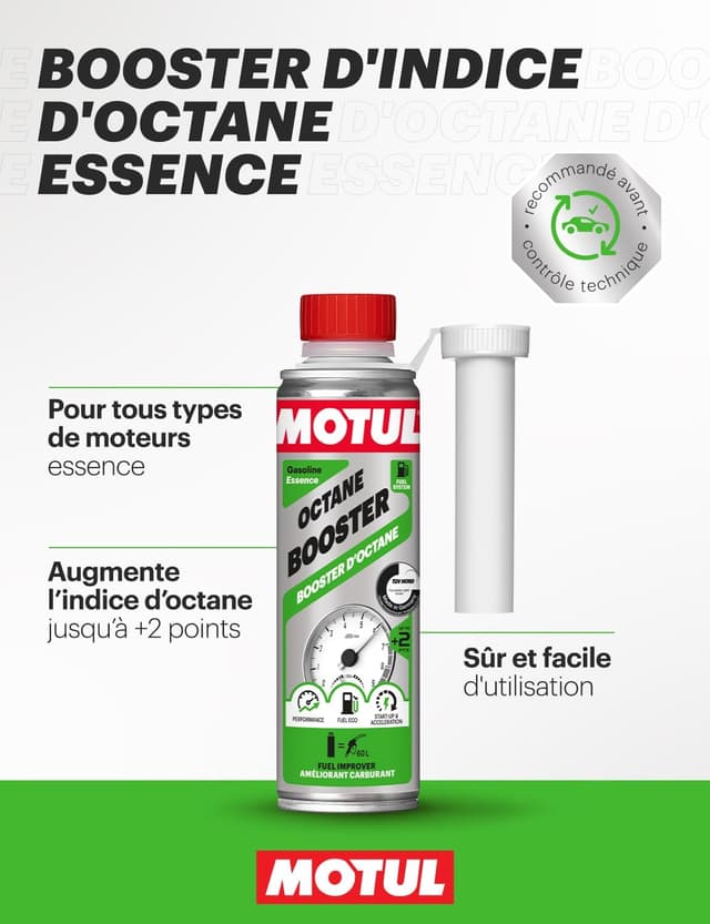 Detalle 2 de Motul Booster d’indice d’octane essence – additif carburant 300 ml