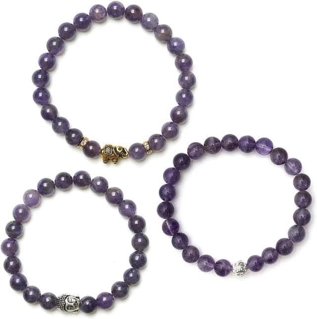 Detalle de Elefant Armband mit Amethyst & Kristall-Highlights – Naturstein geprüft in Deutschland (mit Echtheitszertifikat)