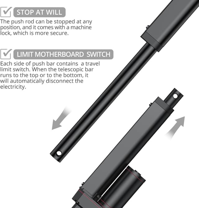 Detalle 2 de Justech Linearmotor (Schwarz) for linear actuator builds – 12V DC, 1500N load