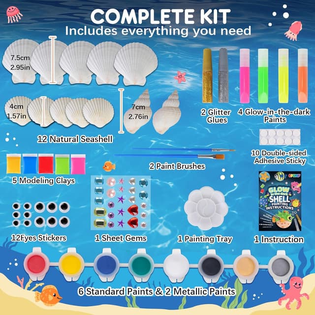 Detalle de EPUMP Glow in the Dark Shell Painting Kit for Kids (Ages 6–12)