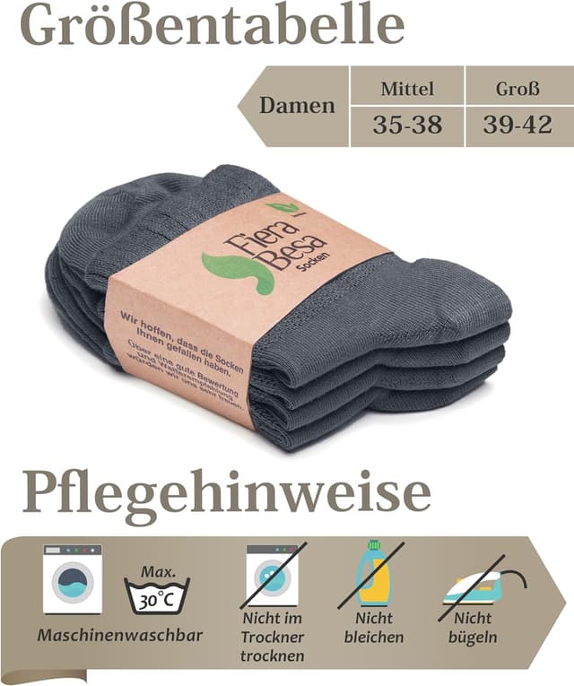 Detalle 1 de Lot de 4 paires de chaussettes pour diabétiques en bambou avec lycra Fiera Besa (sans couture)