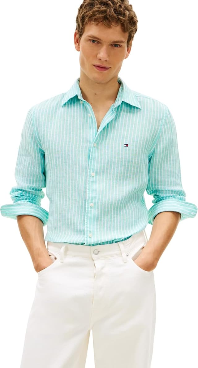 Thumbnail 6 de Tommy Hilfiger Linen Bengal Stripe RF Shirt MW0MW42400 camicia uomo a righe in lino
