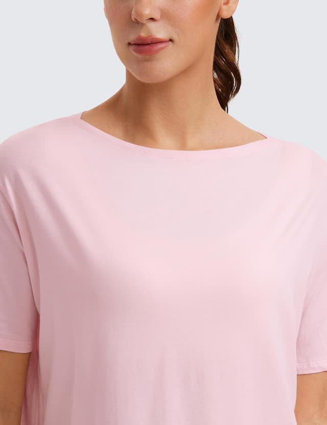 Detalle de CRZ YOGA T-shirt femme en coton Pima : ample, léger et doux pour le yoga