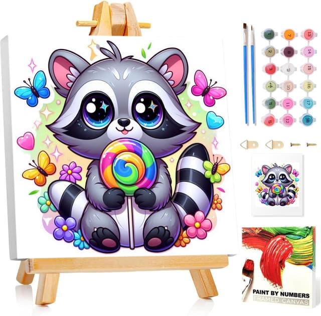 Imagen de Mandun Art paint by numbers raccoon 7.8x7.8in en OfertitasTOP