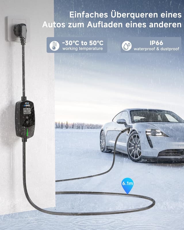 Detalle 2 de EVDANCE Typ 2 Ladekabel Schuko 3,68 kW