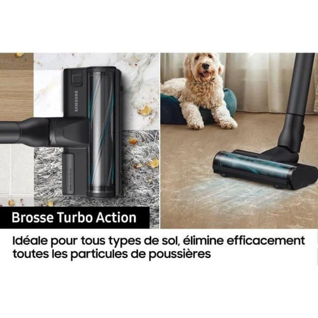 Detalle de Samsung VS20B75B1R1 aspiradora sin cable multiciclónica LED 200W, negro/menta