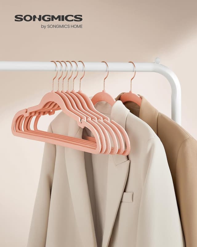 Thumbnail 1 de SONGMICS Perchas de Terciopelo Rosa Claro, 50 Piezas🪡