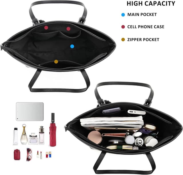 Detalle de TANTOMI Women’s 15.6 Inch Tote Handbag with Detachable Wallet & Card Holder