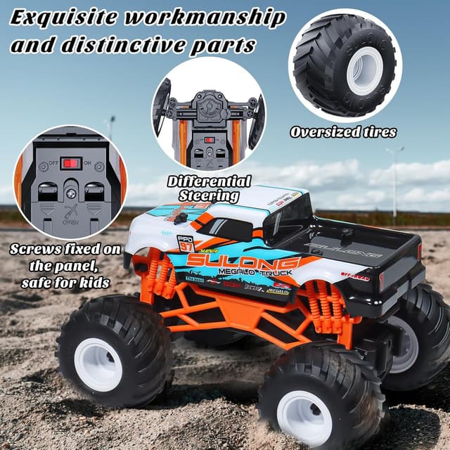 Thumbnail 4 de Kidcia 1:16 Remote Control Monster Truck (2.4 GHz) — Orange RC Car for Off-Road Play