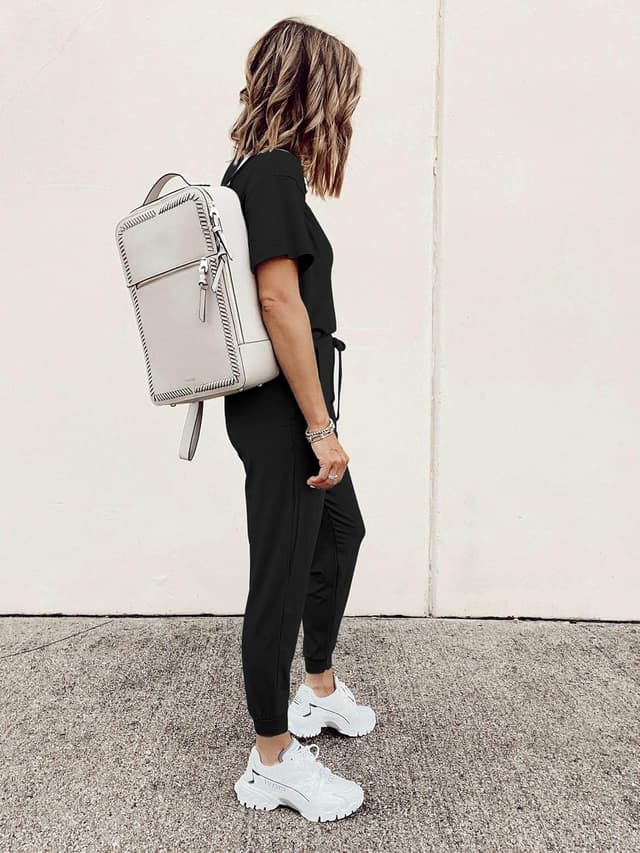 Detalle de PRETTYGARDEN Women’s Two-Piece Lounge Set (crewneck top + drawstring jogger pants)