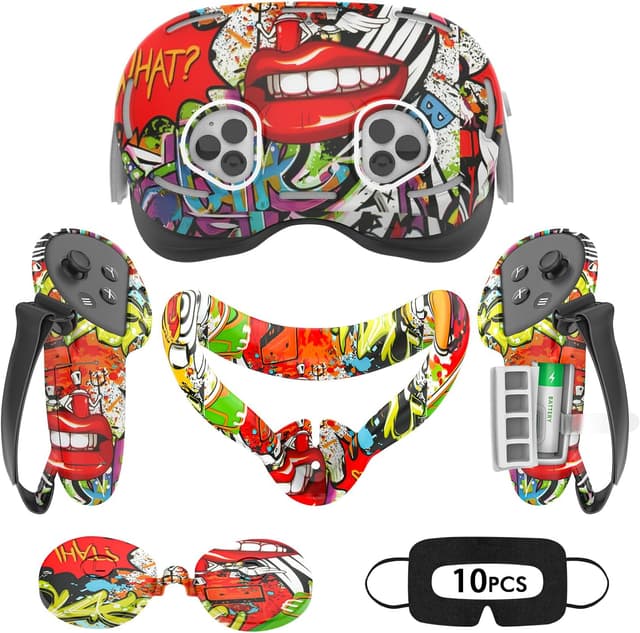 Detalle de Tyasoleil VR Silicone Case Accessory Set for Meta/Oculus Quest 3S (incl. controller grips, face & lens covers + 10 disposable eye covers)