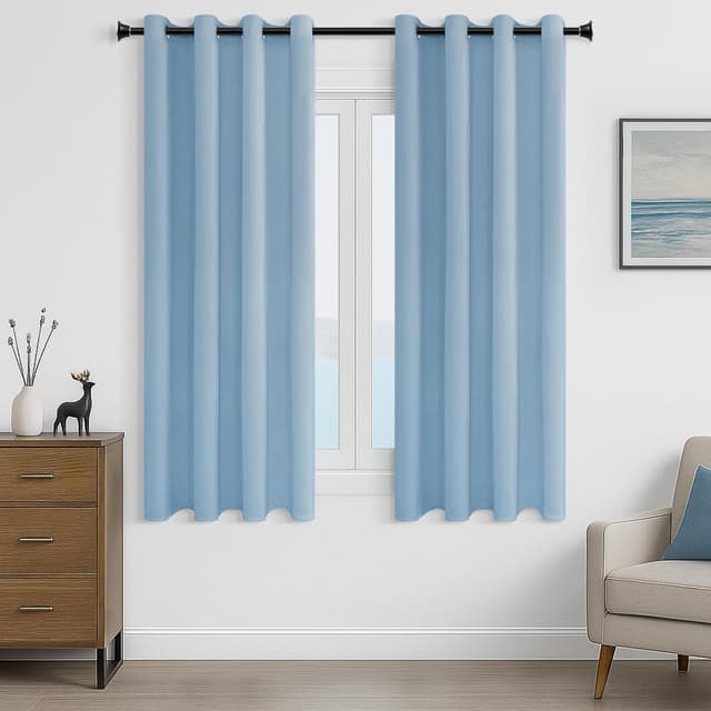 Detalle de MRTREES Blue 66in Drop Thermal Blackout Curtains (2 Panels, Eyelet) for Bedroom & Living Room