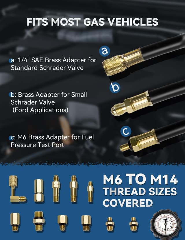 Thumbnail 4 de AUTOWN Fuel Pressure Tester Kit 0-140 PSI
