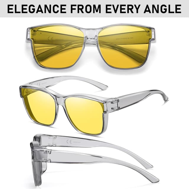 Detalle 2 de GEGURI Polarized Fit Over Sunglasses (Night Driving, UV400) for Glasses Wearers