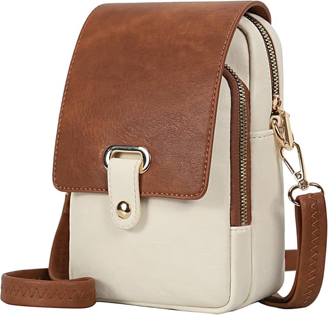 Detalle de Leathario vegan leather cross body bag for women with RFID blocking slots (small phone & everyday purse)