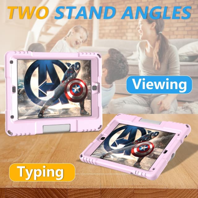 Detalle de TrendGate Lightweight Shockproof iPad 9.7 Case for Kids (6th/5th Gen 2018/2017) – Light Pink