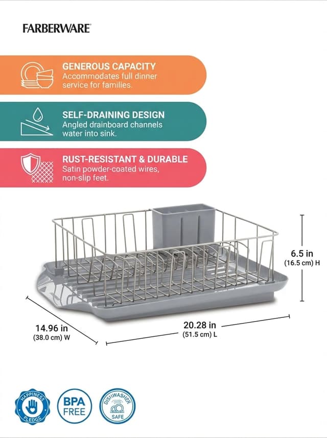 Detalle 2 de Farberware 3-Piece Dish Drying Rack Set