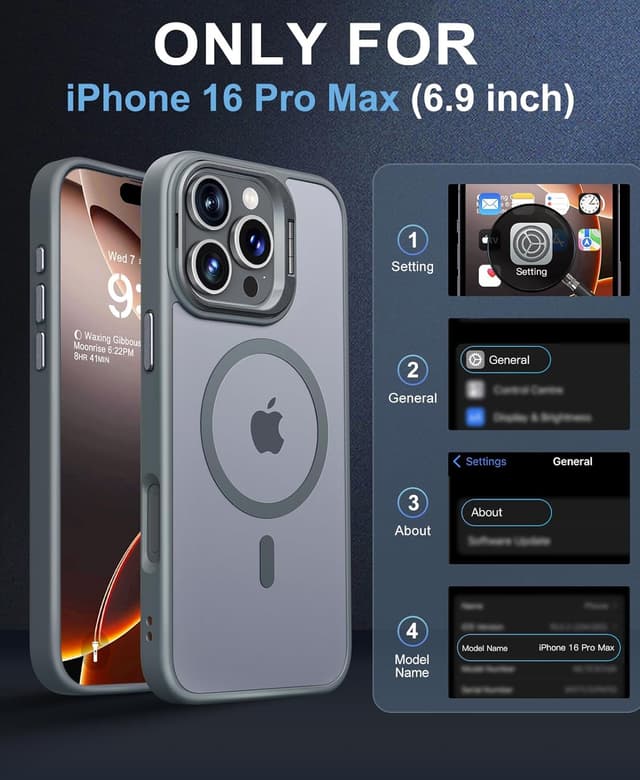 Detalle 2 de Beeasy Funda para iPhone 16 Pro Max con Soporte y MagSafe