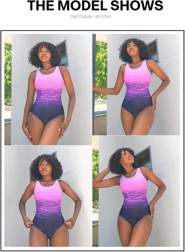 Detalle 2 de Aleumdr women’s color block one-piece swimsuit for athletic training