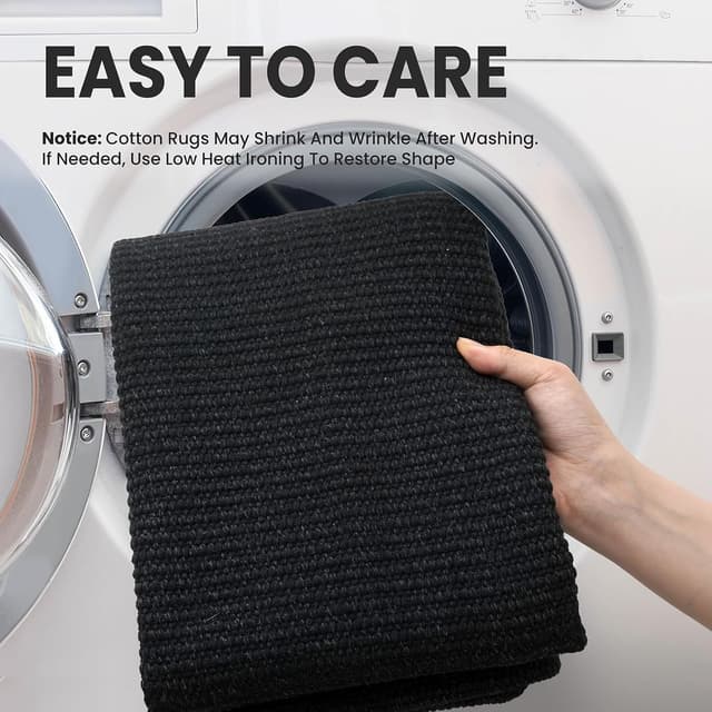 Detalle de EARTHALL Washable Runner Rug 3x8 Ft with Non-Slip Rubber Backing (Black/Gray)