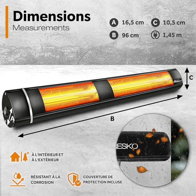 Thumbnail 4 de TRESKO Radiateur infrarouge 3000W pour terrasse