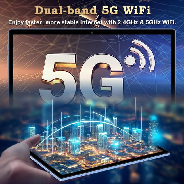 Detalle 2 de Oangcc 2026 10-inch Android 15 tablet with 5G WiFi, 30GB RAM + 128GB storage, Widevine L1 and keyboard bundle (blue)